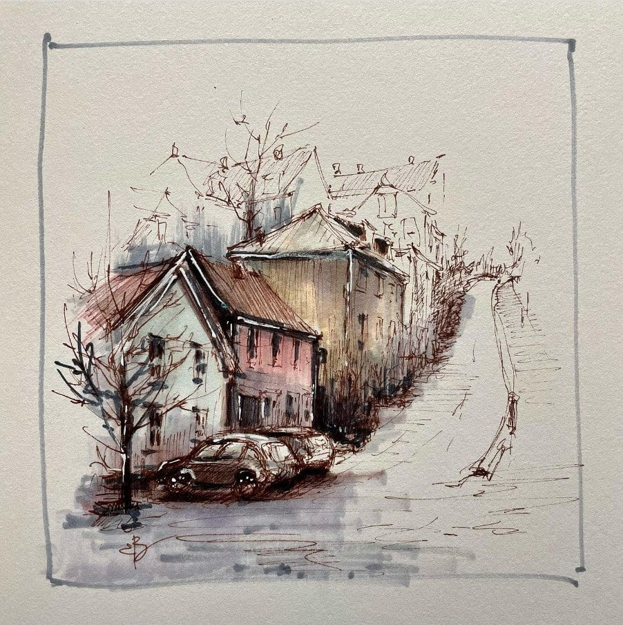 Ordinary street by i_urban_sketch on Instagram