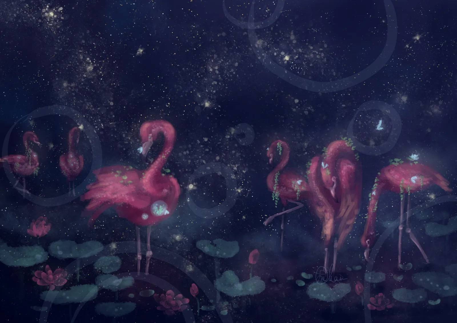 Blooming Flamingos by frostworkchan on DeviantArt