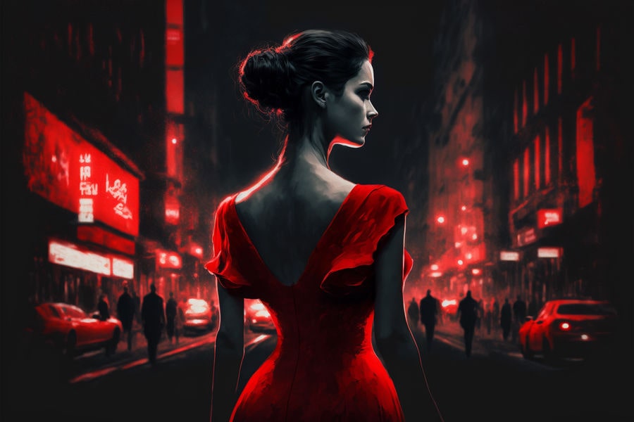 Lady in the red dress by NianderQuinn on DeviantArt
